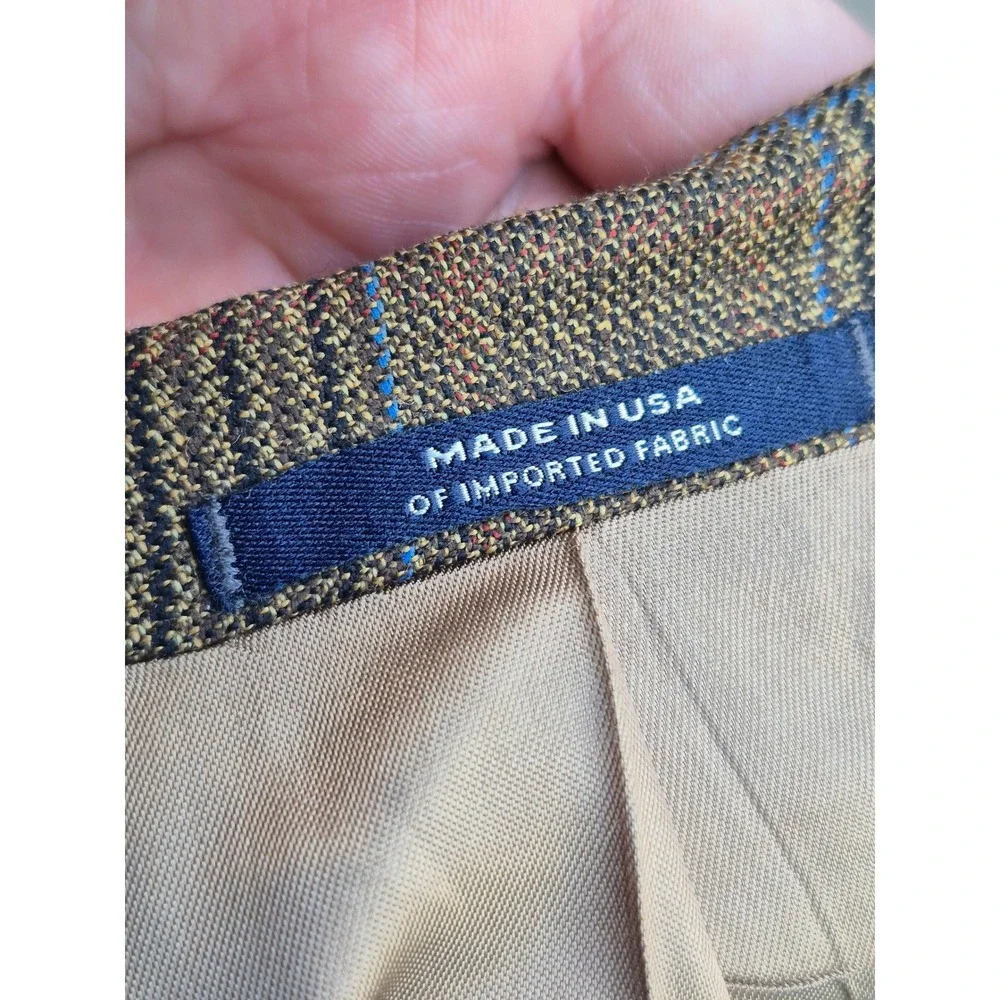 Hart Schaffner Marx Dillard's Mens Brown Plaid Two Button Sz 40 R Sport Coat USA